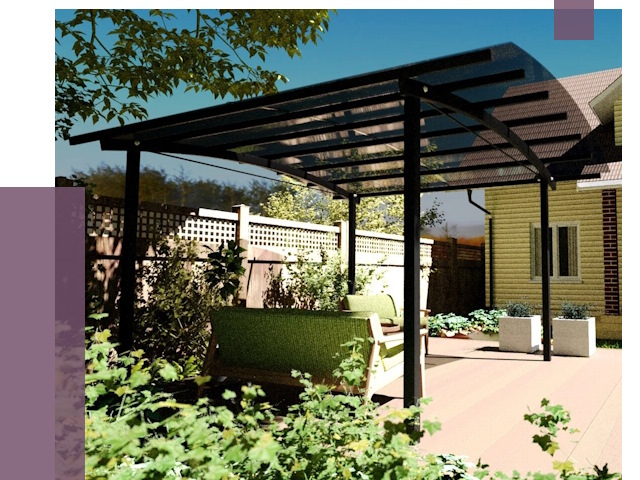 Навесы для террасы в Ефремах от 13062 руб. под ключ | ПРОЛЁТ-Фрм