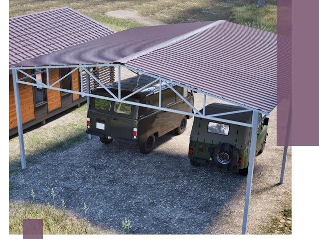 Двускатные навесы под ключ в Ефремах — изготовление и монтаж